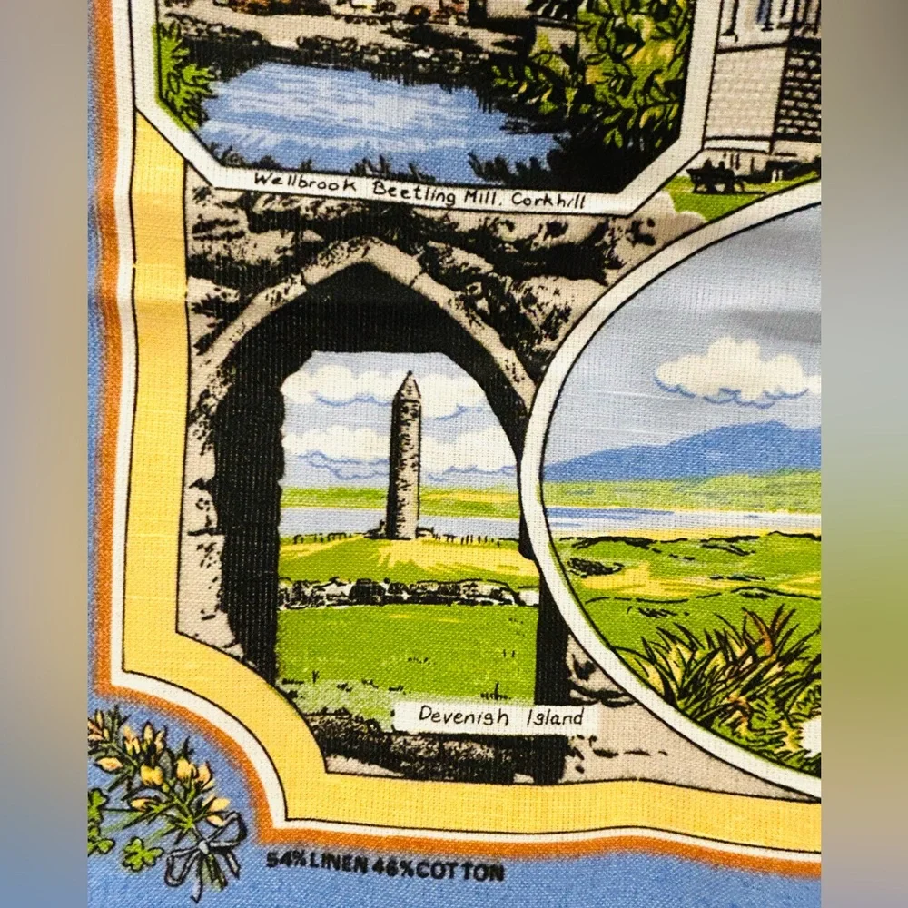 Northern Ireland Souvenir Tea Towel Wall Hanging Vintage Linen Cotton